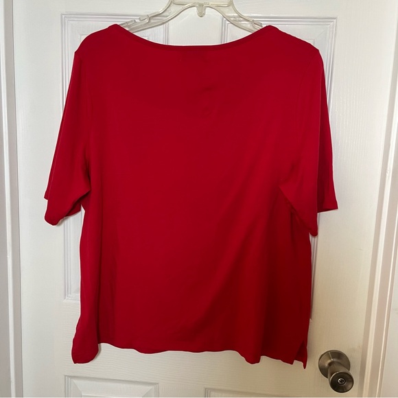 Liz Claiborne Plus Red Top with Black Embroidery - Picture 2 of 5
